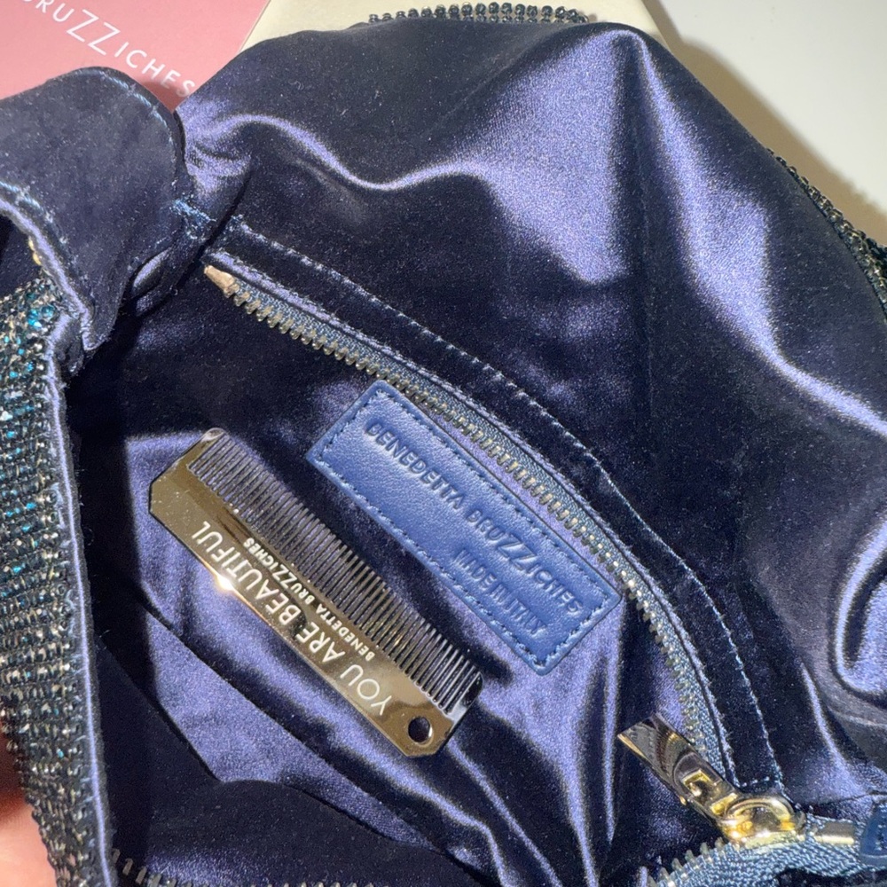 Benedetta Bruzziches le mignon Vitty mini beaded bag dark blue - Picture 11 of 13